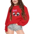 thumbnail image 1 of PMVFHDE Liquidation Chandail Molletonné Grande Taille Enfants Filles Automne et Hiver à Lettres Imprimées Col Rond Manches Longues Hauts de Chandail Molletonné Rouge,140, 1 of 1