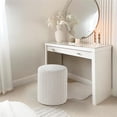 thumbnail image 3 of Get Set Style Tulum Round Boucle Ottoman with Comfy Padded Seat (White), 3 of 5