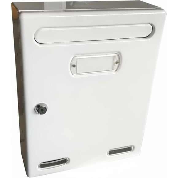Outdoor Wall Mailbox Locking Letter Box Post Box Mailbox with Front Mail Slot Compact Surface Mounted Galvanized Steel Weatherproof Suitable for Porch entryway gate Outdoor Walls