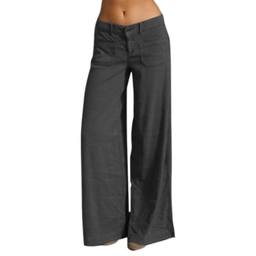 Ketyyh-chn99 Pantalons pour Femmes Décontractés Pantalons de Survêtement pour Femmes Pantalons à Jambe Grand avec Poches Pantalons Amples Pantalons de Travail de Bureau Décontractés Gris,2TG