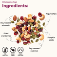 thumbnail image 2 of Laid Back Snacks | Mix Wholesome Yogi (Dried cranberries, Yogurt chips, Roasted cashews, Almonds, Pumpkin seeds), 20 x 45 g - Healthy, Guiltless, Low fat, High fiber snack, Chips alternative, 2 of 6