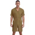 thumbnail image 1 of vastwit Mens Rompers Loose Fit Overalls Solid Color Shorts Jumpsuit Front Zip Uniforms Bodysuit Khaki XXL, 1 of 6