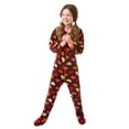 thumbnail image 1 of Little Girls Brown with Pink Hearts Fleece Footed Pajamas Sleeper, 1 of 2