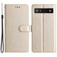 thumbnail image 1 of Pour Google Pixel 6a Étui Folio en Cuir PU Support Portefeuille Texture Soie avec Sangle, 1 of 5