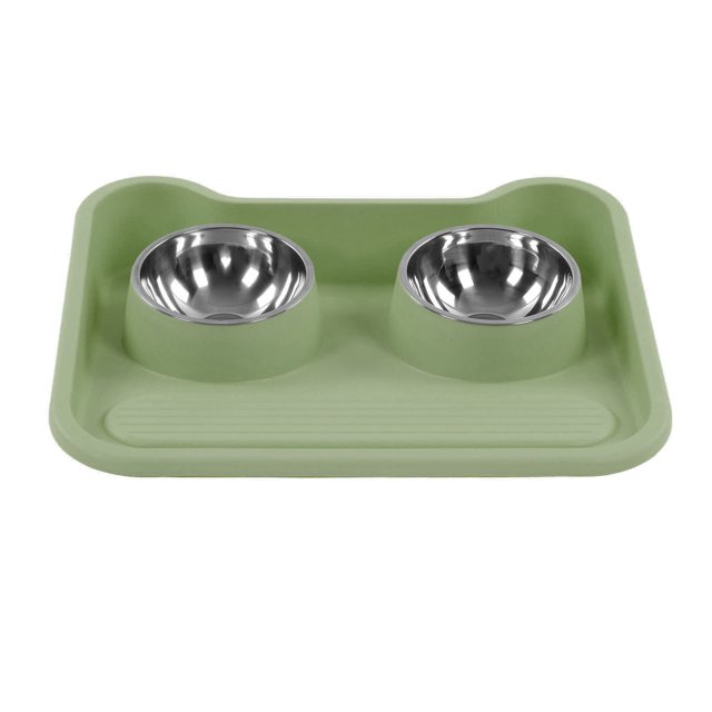 Ensemble de Bol Double pour Animaux de Compagnie Empêcher Déversement 15 Degrés Incliner l'Acier Inoxydable avec une Conception Surélevée pour l'Alimentation en Eau