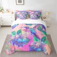 thumbnail image 2 of YST Hydrangea Sheet Set with Comforter Pink Purple Floral Bed In A Bag 7 Piece Full Tropical Hummingbird Bedding Sets Tie Dye Aesthetics Comforter Set Spring Summer theme Cushion Covers, 2 of 5