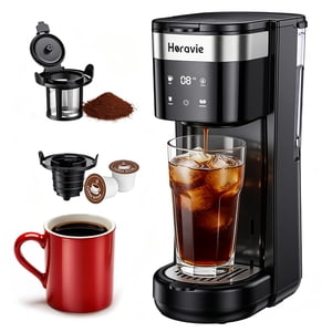 All-in-1 Cafetière à service unique, en forme 7.8" Mug de voyage, chaud & Machine à café Iced K Cup avec 5 Tailles Brew, une tasse cafetière avec décapage et alerte eau basse, 30oz