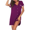 thumbnail image 1 of Gspmoly Robes d'Été, Mode Femme Été Col en V Manches Courtes Couleur Contrastante pour la Maison Robe Courte Robes Formelles pour Femmes Liquidation, 1 of 5