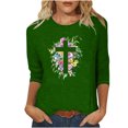 thumbnail image 1 of Blouses pour Femmes T-Shirt Imprimé Manches 3/4 Blouse Col Rond Décontracté, Blouses pour Femmes T-Shirts pour Femmes, Blouses pour Femmes Décontractées, 1 of 4