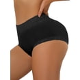 thumbnail image 4 of INSPIRE CHIC Women's Cotton Underwear High-Rise Lace Trim Tummy Control Full Coverage Brief M Black, 4 of 4