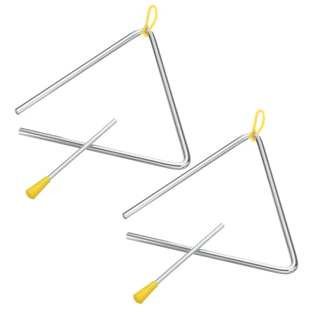 Unique Bargains 15' Percussion Triangle Musical en Acier, 2 Pcs avec Bâton pour Batterie
