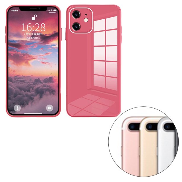 ziyahi Glass Back Phone Covers with Solid Color Full Rugged Bumper Anti-Slip Design for Iphone 7P/8P/7/8/XS Max/XR/X/XS