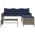 thumbnail image 3 of vidaXL Garden Sofa with Table and Cushions L-Shaped Grey Poly Rattan, 3 of 5
