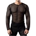 thumbnail image 1 of Birdeem Chemises pour Hommes Mode Homme Ajourées Filet de Pêche Décontracté Couleur Unie Manches Longues Col Rond Chemise, 1 of 10