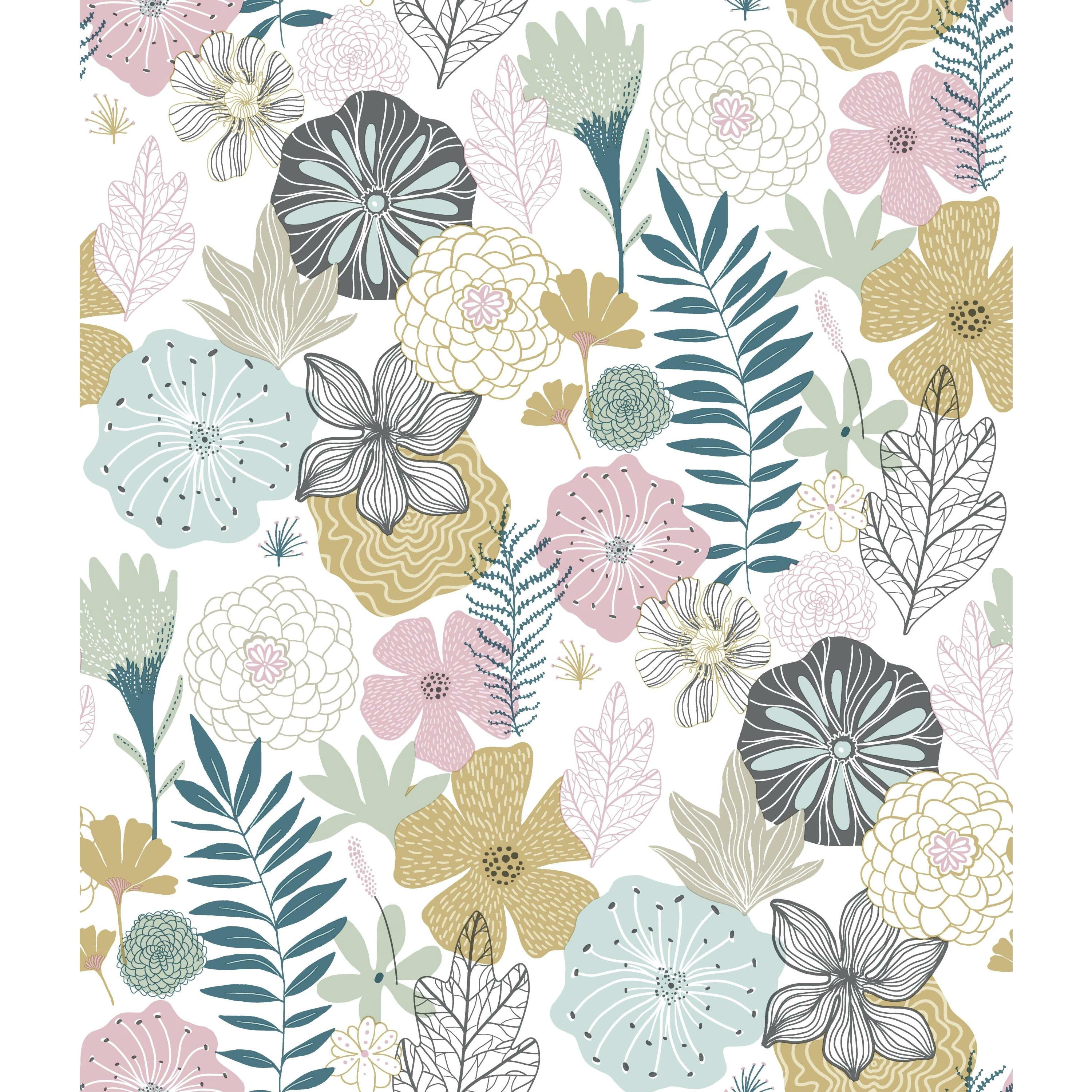 RoomMates Perennial Floral Multicolor Peel and Stick Wallpaper, 1 Roll
