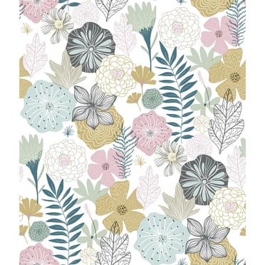 RoomMates Perennial Floral Multicolor Peel and Stick Wallpaper, 1 Roll