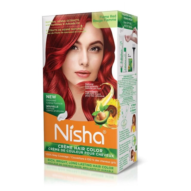 Nisha Teinture Capillaire en Crème, Teinture Capillaire Permanente Longue Tenue Rouge, Rouge Flamme, 5,29 oz