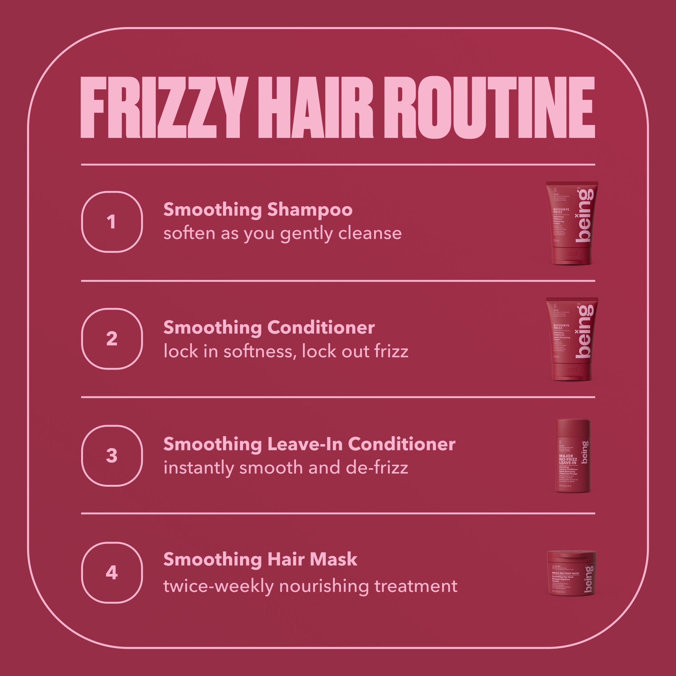 being MEGA NO-FRIZZ Smoothing Hair Mask with Jojoba and Almond Oil 354mL