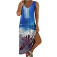 thumbnail image 2 of Lenago Robes de Printemps Grande Taille pour Femmes 2023 Femmes Décontracté Grande Taille Imprimé Col en V Poches Sans Manches Maxi Longue Robe Robes d'Été de Plage en Liquidation, 2 of 8