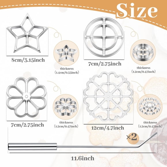 Rosette Iron Molds Set with Handle Cooking Stamp Maker Kit