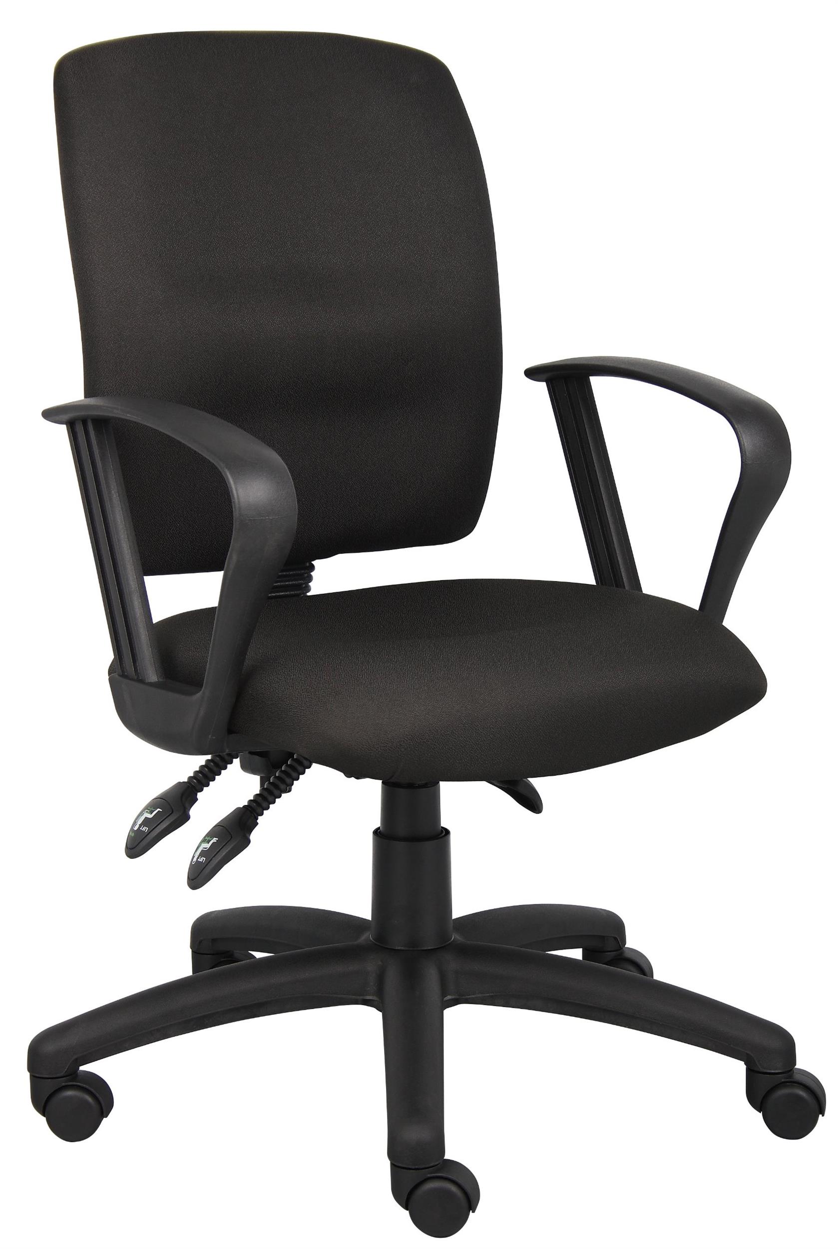Boss Office Products Fabric Task Office Chair with Loop Arms in Black