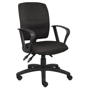 Boss Office Products Tâche de tissu Office Chaise avec bras de boucle en noir