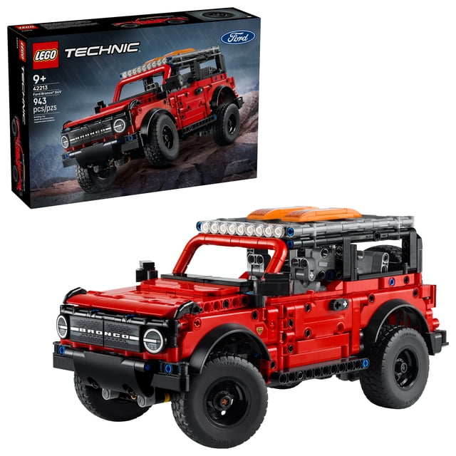 LEGO Technic Ford Bronco Ensemble de Construction de Voiture Jouet pour Enfants Montrant un Modèle de VUS Tout-Terrain Rouge et Noir avec des Mécaniques Authentiques Incluant suspension Fonctionnelle, Essieux avant et Arrière, Moteur V6 Détaillé sous le Capot, Direction Fonctionnelle, Porte-Bagages de Toit avec Lumières et Pneu de Rechange, Convenant à l'Apprentissage STIM et au Jeu Imaginatif.