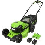 Greenworks 48V (24V x 2) 21" Brushless Cordless (Self-Propelled) Lawn Mower (LED Headlight), (2) 5.0Ah Batteries and Dual Port Rapid Charger Included (150+ Compatible Tools)