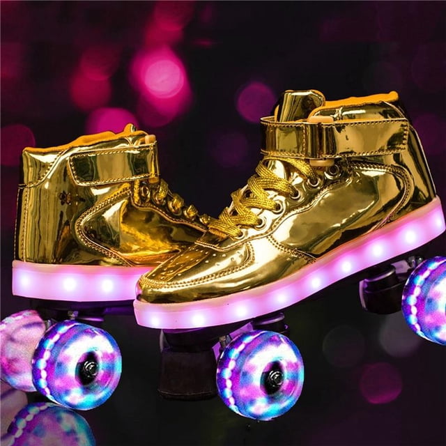 Nouveaux Patins à Roulettes Lumineux Colorés Rechargeables à DEL Patins à Roulettes à 4 Roues