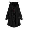 thumbnail image 1 of WEIYLL Womens Fleece Jacket Plus Size Button Plush Hooded Loose Cardigan Wool Black Going Out Fall Tops Size L, 1 of 6