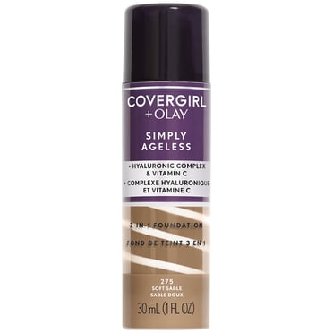COVERGIRL Fond de teint liquide 3 en 1 Simply Ageless infusé de complexe hyluronique, de vitamine C et de niacinamide - formule hydratante, 100% Sans Cruauté