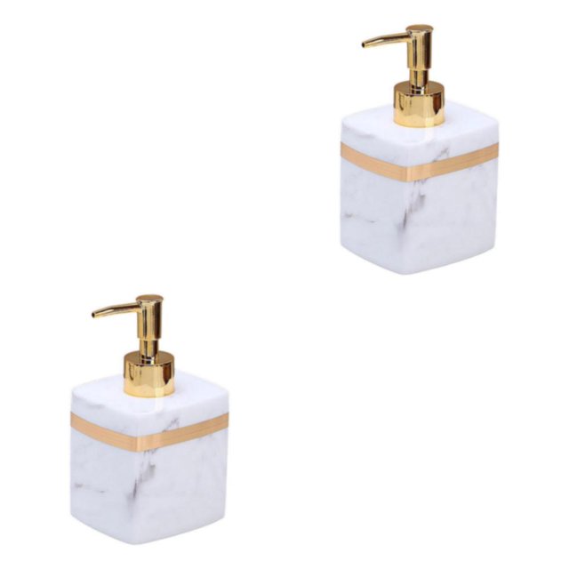Ruiboury Distributeur de Savon en Résine Réutilisable pour Table Cuisine Douche Shampoing Salle de Bain Blanc 400ml 2Ensemble
