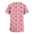 thumbnail image 5 of TIMIFIS Haut de Sarrau Rouge Femme Imprimé Manches Courtes Col en V Hauts Uniforme Saint-Valentin Imprimé Poches Blouse Soins Infirmiers avec Poches-Rouge Imprimé, 5 of 5