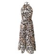 thumbnail image 3 of Leutsin Robe Maxi Grande Taille pour Femmes à Imprimé Tropical, Dos Nu à Col Licou, Aguichant, Sans Manches, de Plage, Grande Taille, 3 of 5