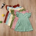 thumbnail image 1 of Little Girls Double-layer Flying Sleeve Dress Summer Fashion Large Pocket Knitted Princess Dress, 1 of 1