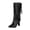 Black, variant on LOVZFMLL Cowboy Boots for Women Mid Calf Chelsea Boots Side Zipper Pointy Toe Slip Resistant Mid Block Heel Fringe Fall Winter