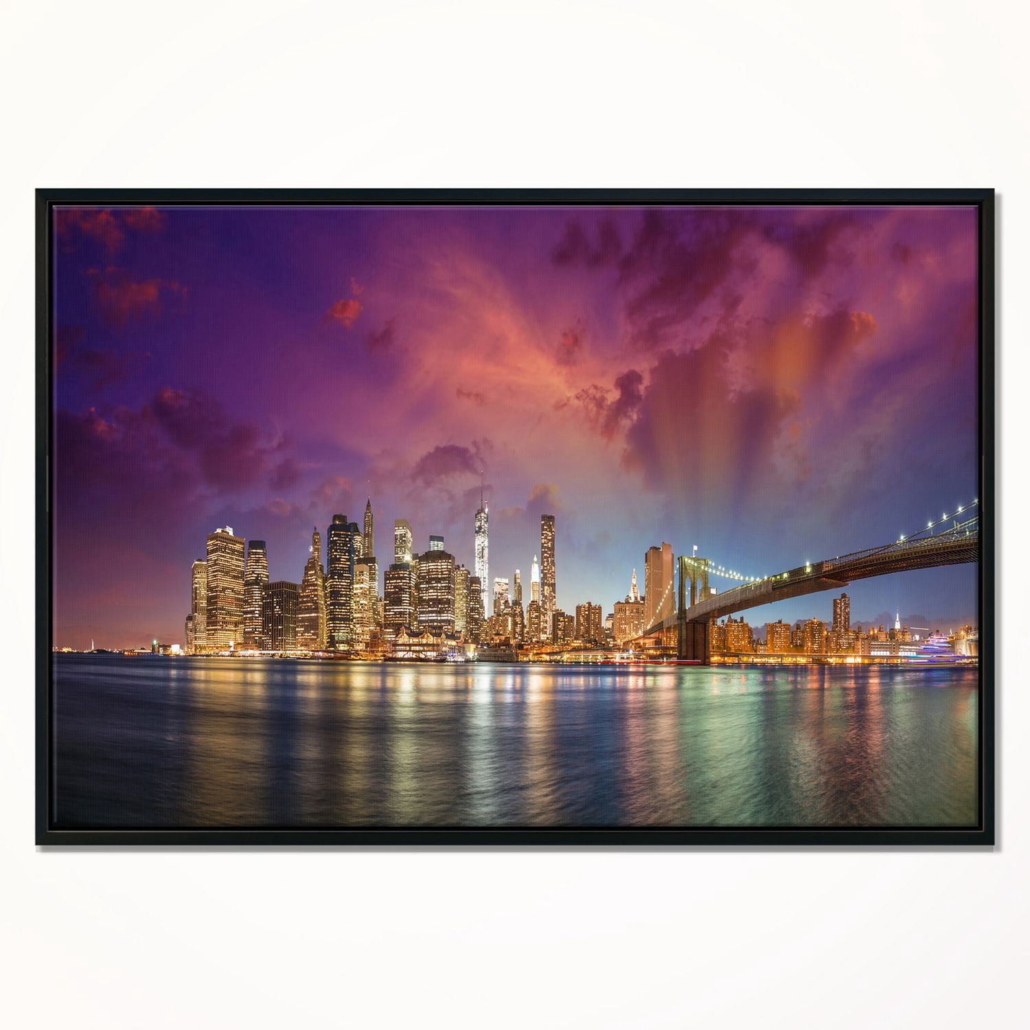 Design Art New York City Manhattan En Rouge Sur Toile Encadrée