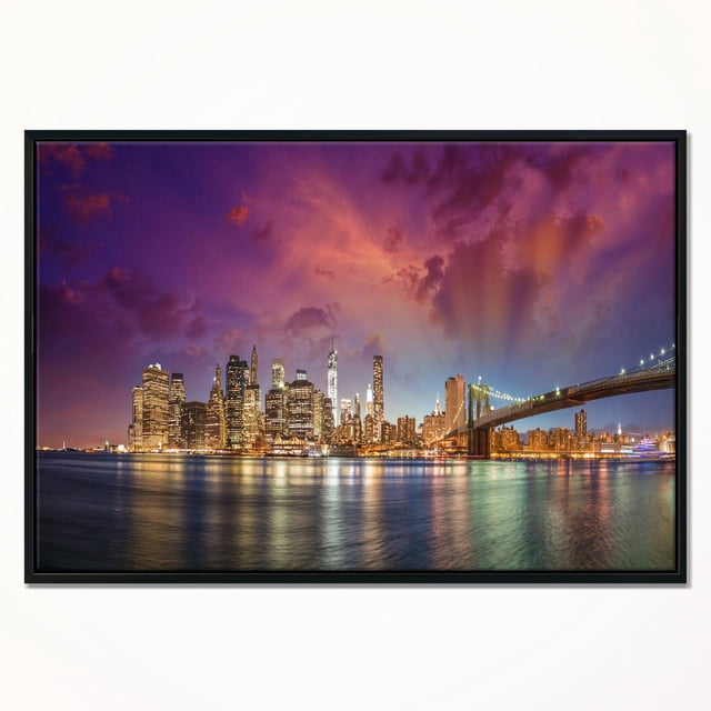 Design Art New York City Manhattan En Rouge Sur Toile Encadrée