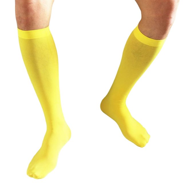 MesaSe 1 Pair Candy Color Anti-slip Smooth Men Socks Knee High Invisible Seamless Tube Socks
