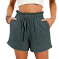 thumbnail image 2 of Dealovy Lounge Shorts for Women High Elastic High Rise Textured Drawstring Wide Leg Shorts with Pockets, 2 of 6