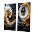 thumbnail image 3 of Designart "Black White Gold Spiral Liquid Magic" Abstract Spirals Wall Art Set Of 2 - Transitional Gold Gallery Wall Set For Home Decor, 3 of 6