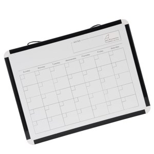 Calendrier mensuel Dry Effase Whiteboard, Solid Magnetic Calendar White Board Remplacement facile à effacer avec cadre en aluminium noir pour bureau