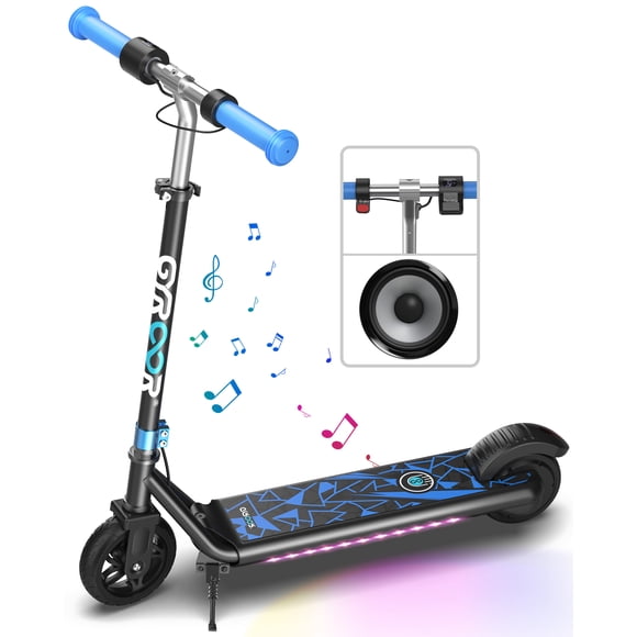MIHOVER Electric Scooter for Kids, 150W Motor 10mph Speed Electric Scooter with Adjustable Handlebar and LED Lights-Blue