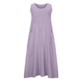 thumbnail image 4 of Robe Longue d'Été Sans Manches en Coton et Lin pour Femmes, Encolure Dégagée, Décontractée, Fluide, Ample, Maxi, avec Poche, pour Plage et Vacances, 4 of 7