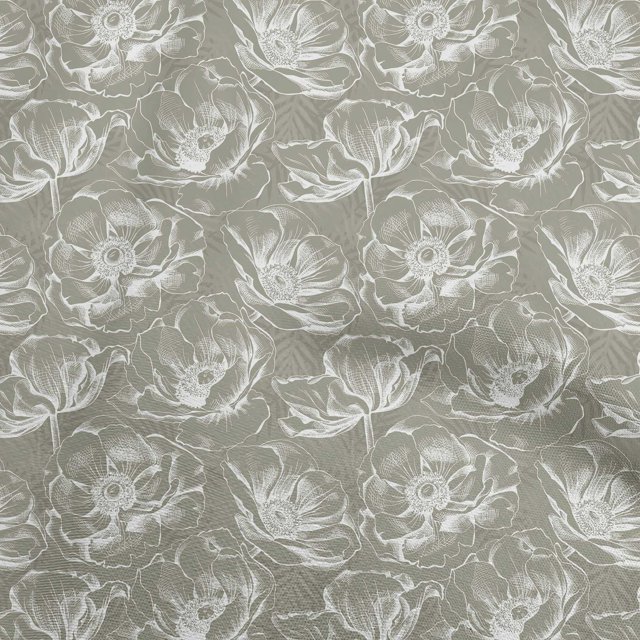 oneOone Rayon Gray Fabric Floral Sewing Craft Projects Fabric Prints By Yard 56 Inch Wide