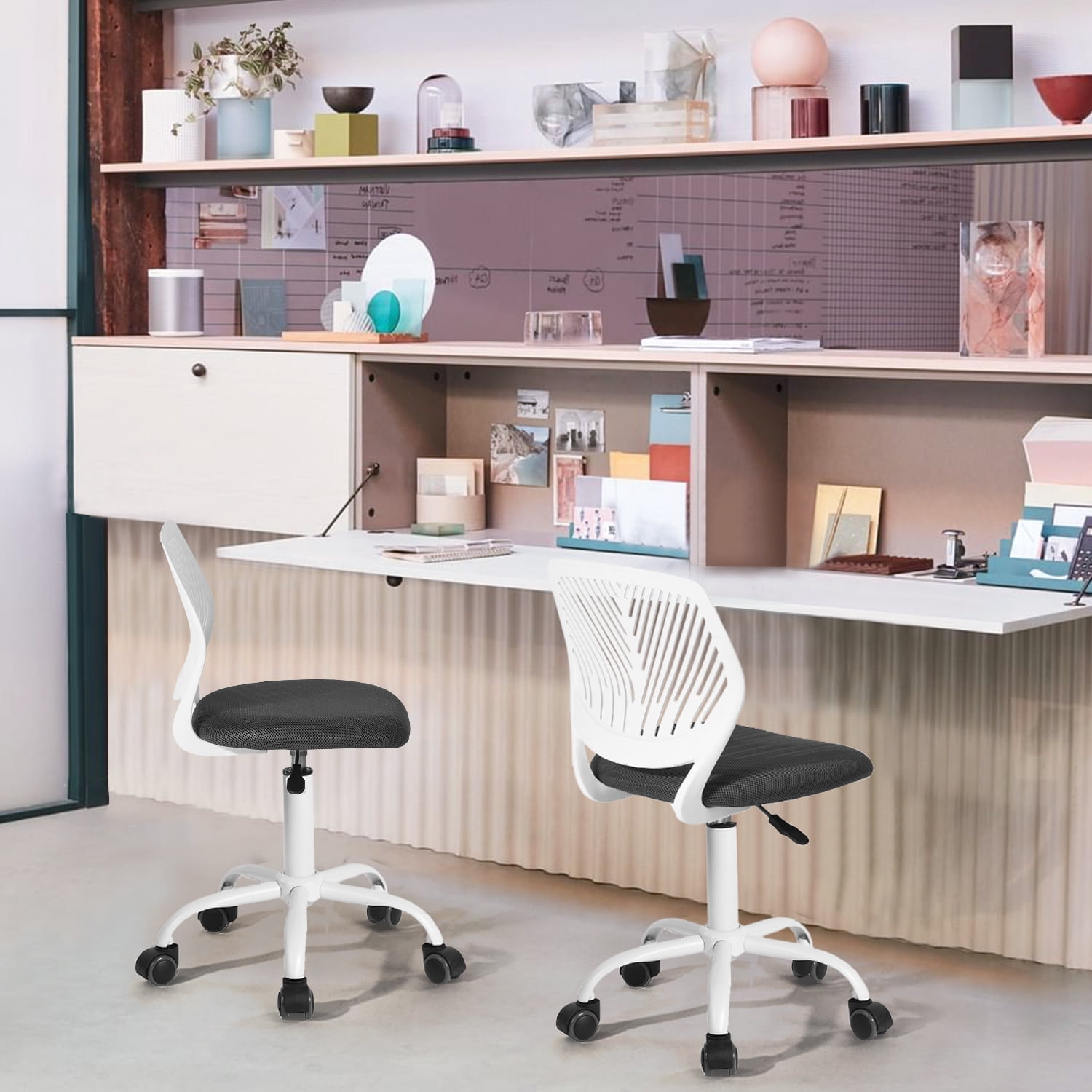 Homy Casa Lot de 2 chaises de bureau compactes à roulettes pour étudiants