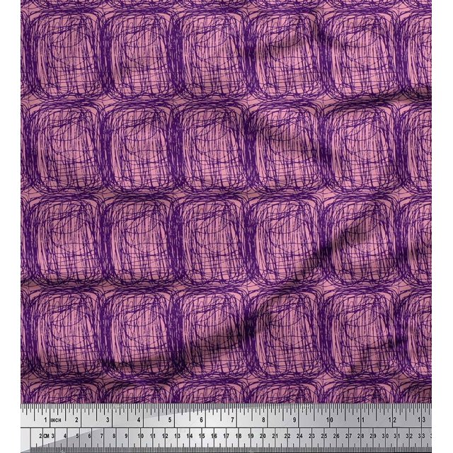 Soimoi Purple Rayon Crepe Fabric Brush Stroke Abstract Decor Fabric Printed Yard 46 Inch Wide