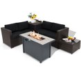 thumbnail image 1 of Gymax 5PCS Patio Furniture Set w/42'' Propane Fire Pit Table Cushions Storage Box, 1 of 10
