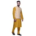 thumbnail image 2 of Atasi Solid Kurta Pajama & Printed Nehru Jacket Set For Mens Party Wear, 2 of 3