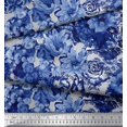 thumbnail image 2 of Soimoi Blue Rayon Fabric Stripe & Floral Print Fabric by The Yard 56 Inch Wide, 2 of 3
